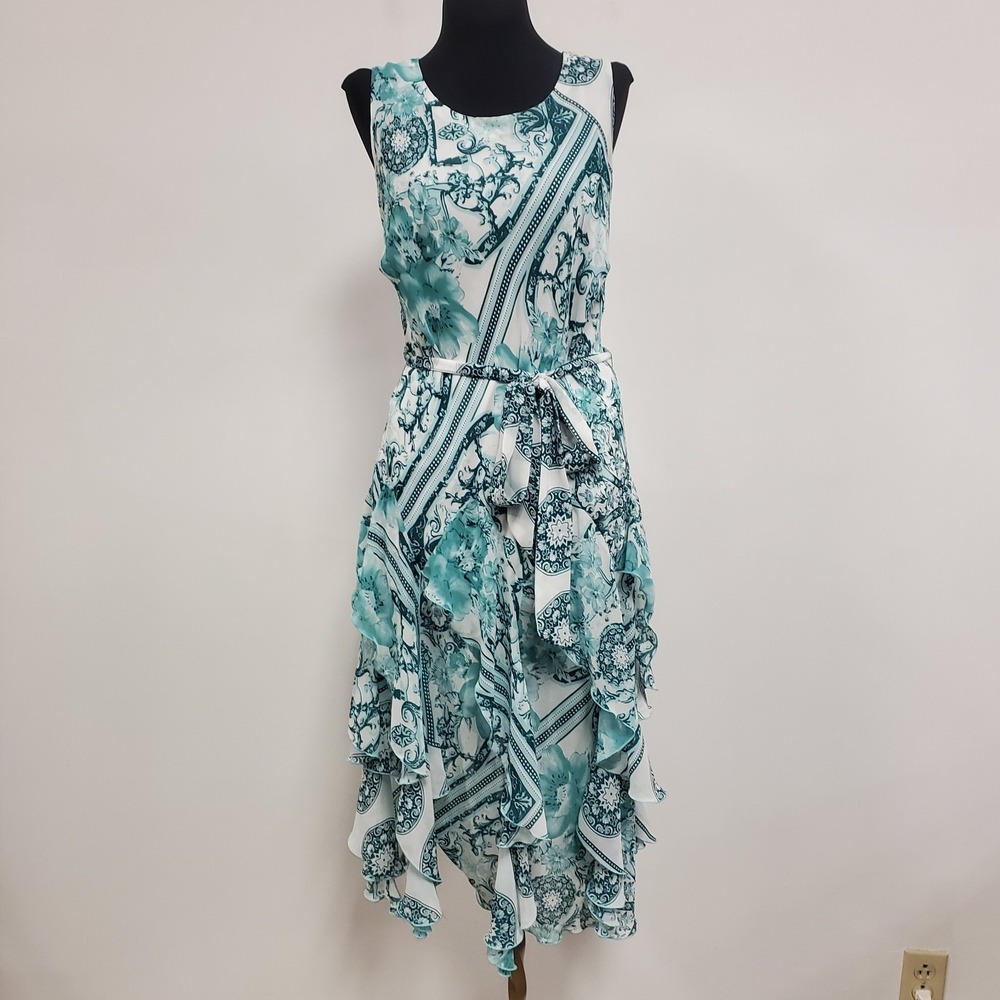 Vintage Signature Robbie Bee Womens Floral Fairy Midi Dress Size‎ 16 White Event